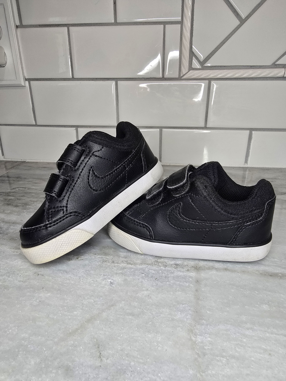 Nike Court Legacy Toddler Sneakers Black Hook & Loop Size 6C